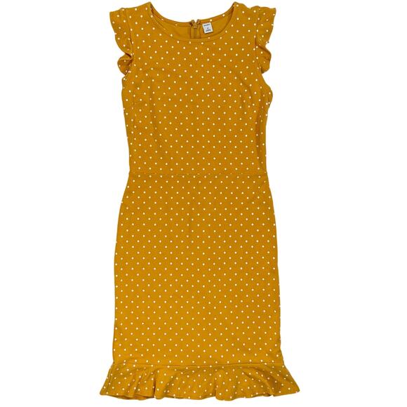 Old Navy Women’s XS Yellow Polka Dot Ruffle Hem Dress Casual Summer - Picture 2 of 6